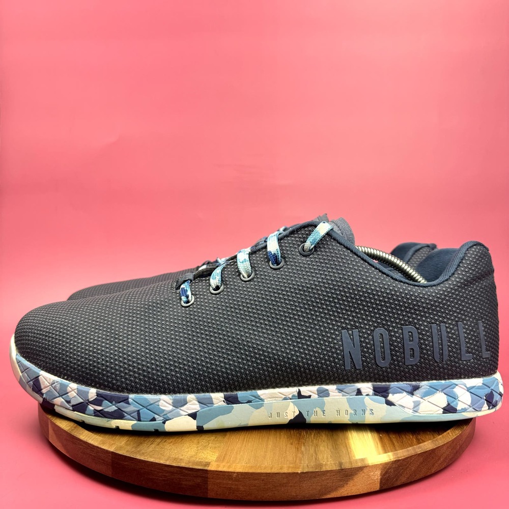 NOBULL Black Athletic Shoes with Blue Camouflage Sole